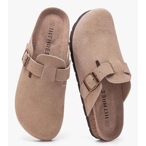 Womens Size 6.5 Suede Clogs Cork Footbed Soft Leather Potato Shoes Sandals